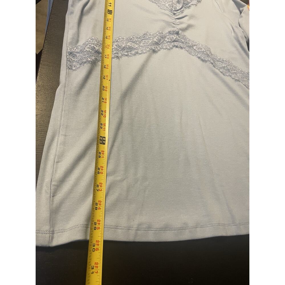 NWT Torrid Cotton Modal Rib Scoop Neck Lace Trim Top Women’s Plus Size 3X Blue - Picture 9 of 9